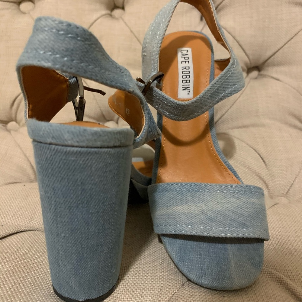 Cape Robbin denim high heels